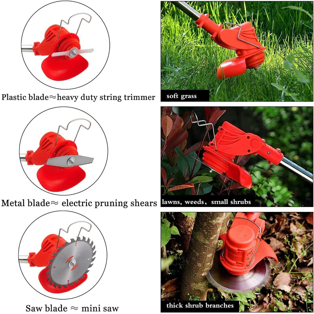 12V Electric Cordless Grass Trimmer Strimmer Garden Edger Cutter With 2 Battery